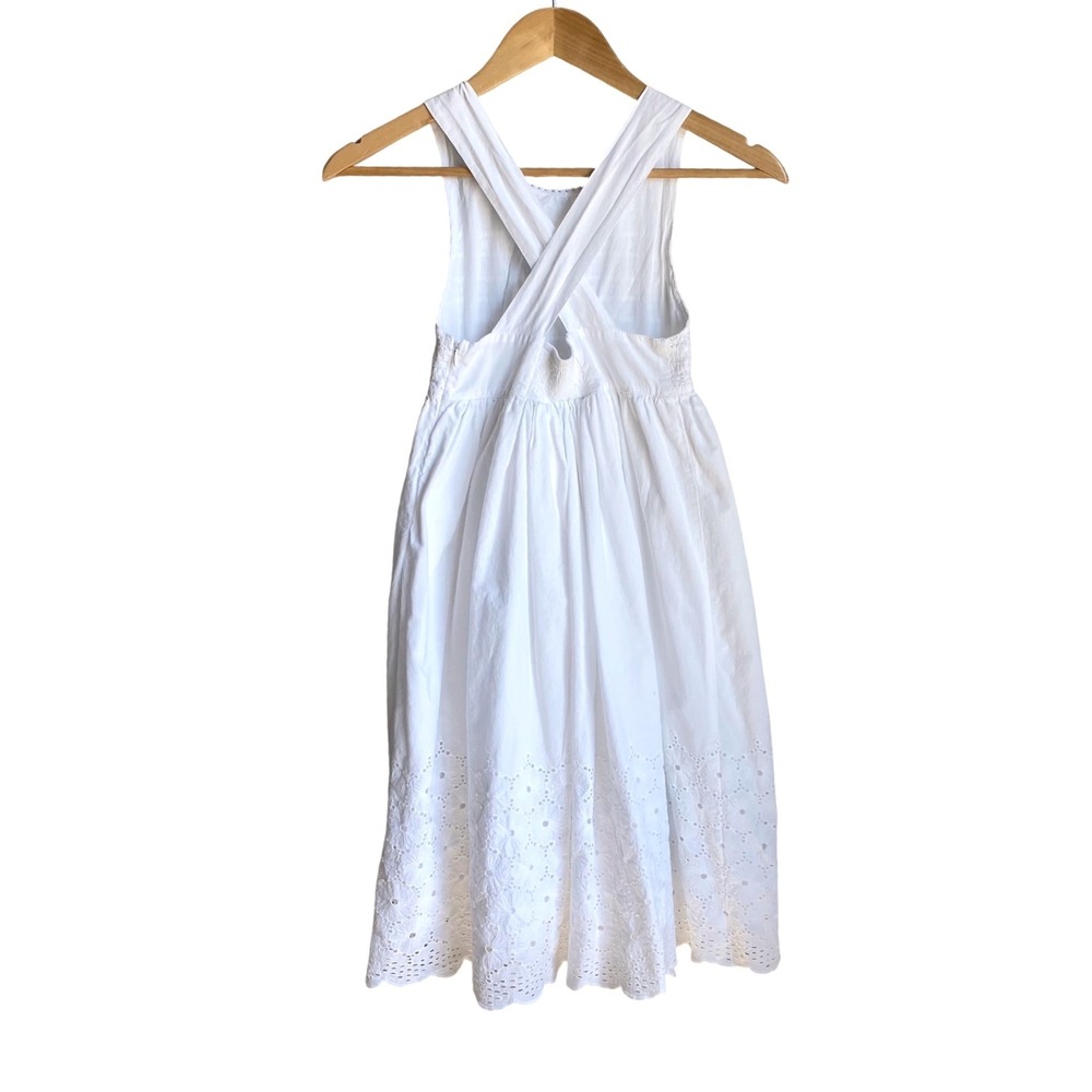 COTTON KIDS Eyelet Lace Maxi Sun Dress Girls SZ 10 White Smocked Crisscross Back - Picture 2 of 12